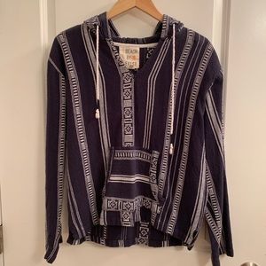 Navy and white drug rug